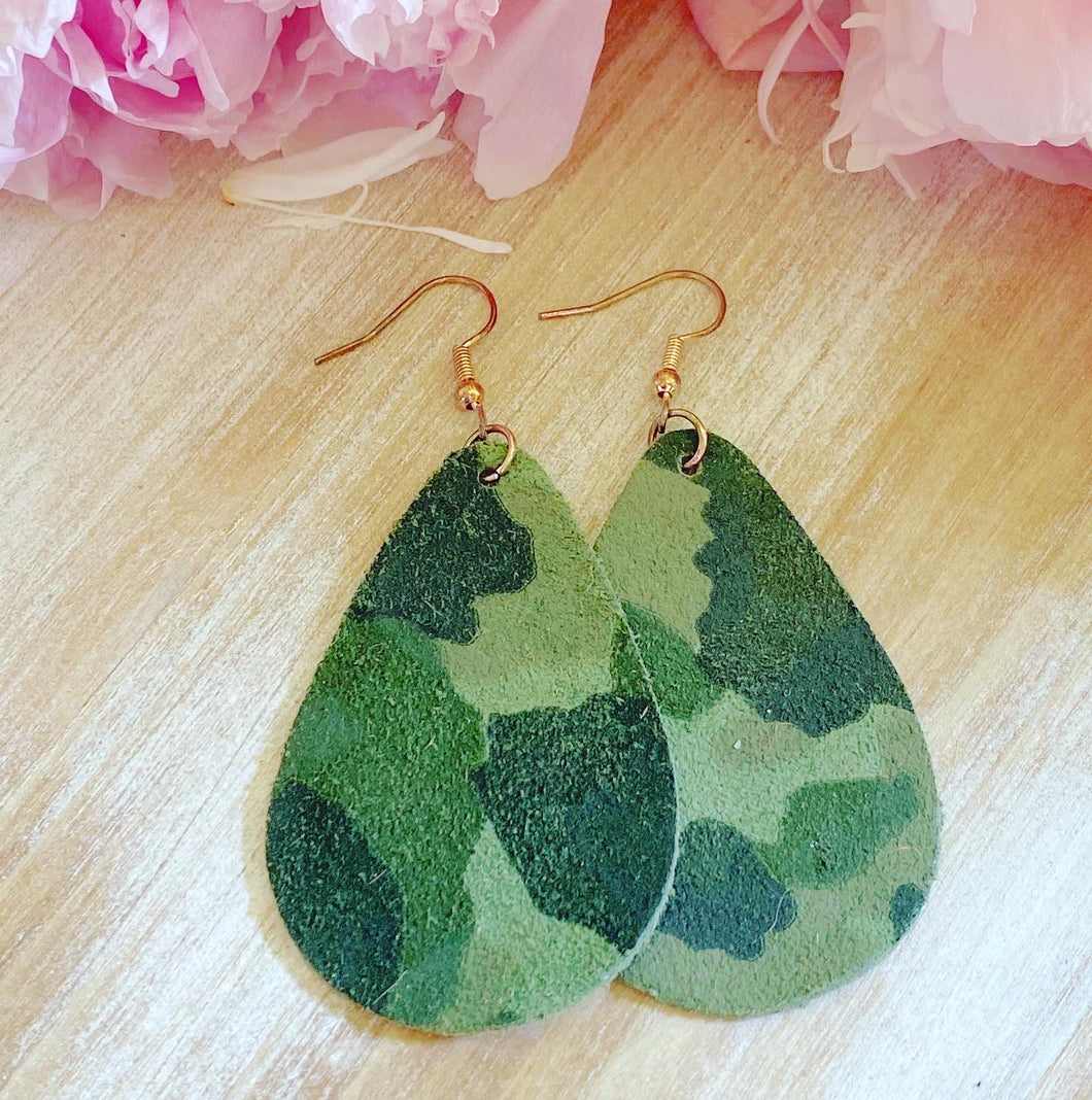 Green Camo Teardrops earring