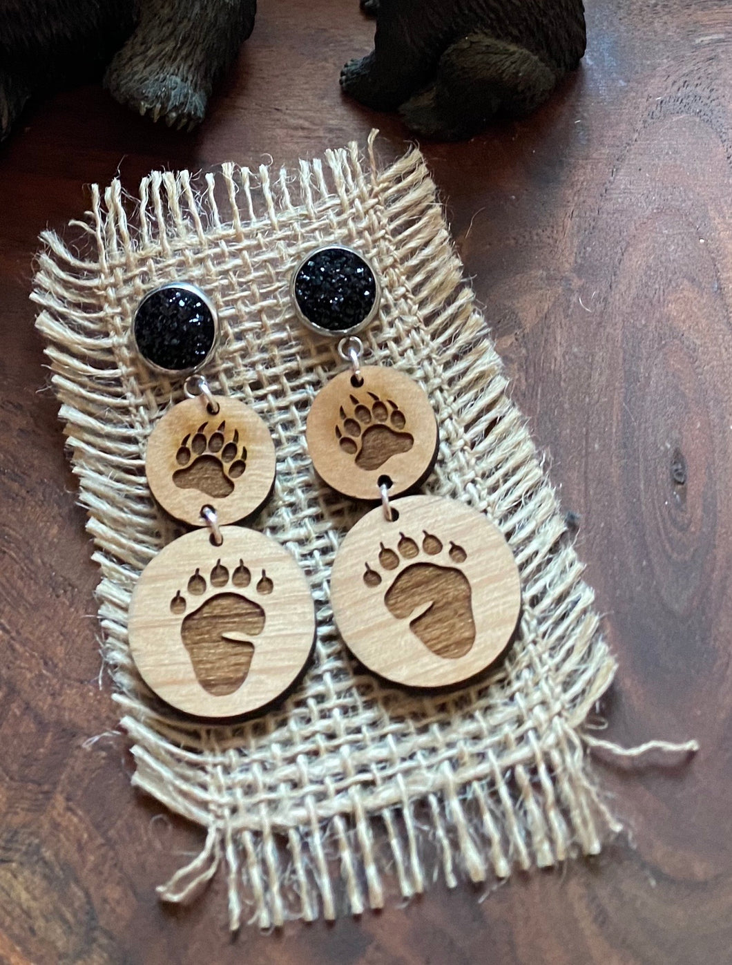Toby’s Paw Prints on Black Druzy Stone Posts