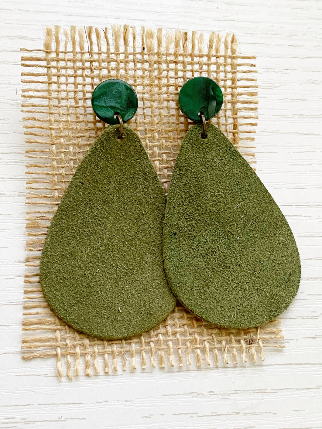 Green Suede Teardrops