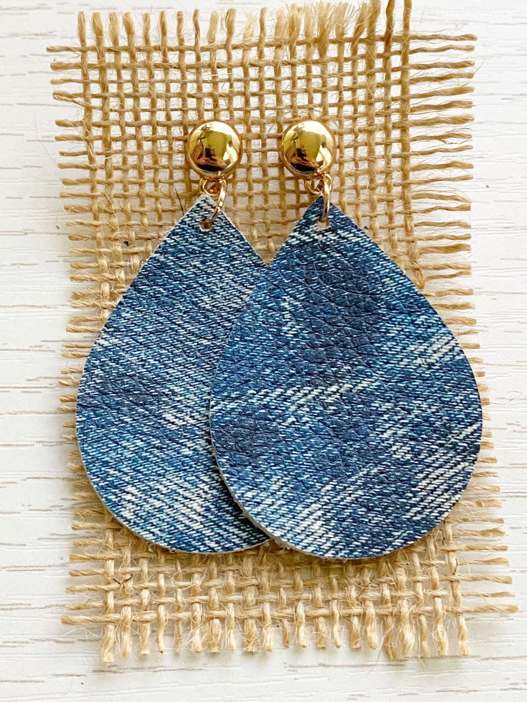 Denim Teardrop Dangles